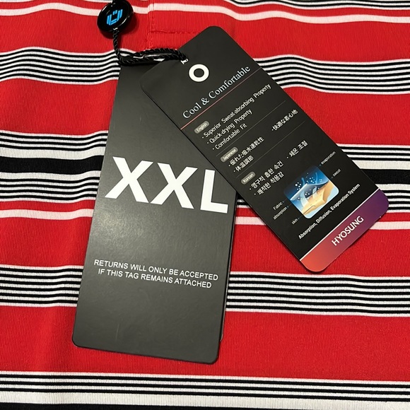 Ibkul Short Sleeve Polo Shirt in Coastal Stripe Black and Red Size XXL NWT - Picture 6 of 9